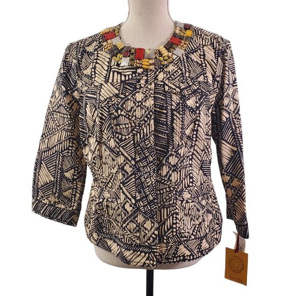 Ruby Rd Women’s Size 14 Jeweled Neckline ¾ Sleeve Button Front Jacket -NWT - Picture 6 of 16